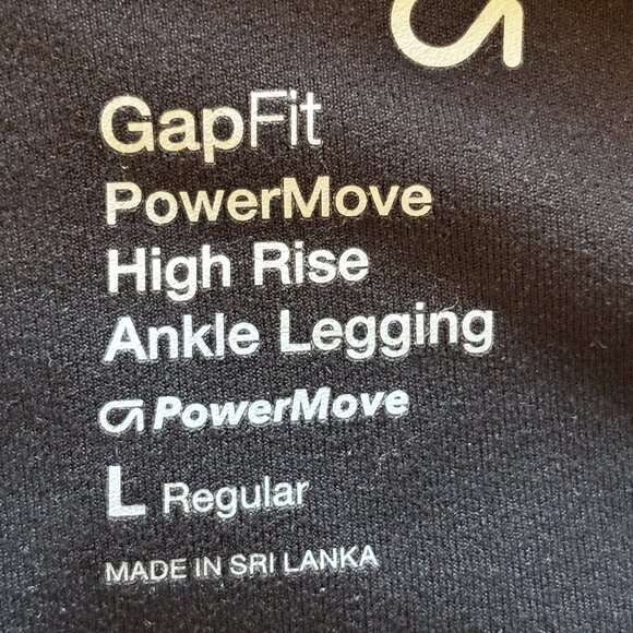 GapFit PowerMove High Rise Cropped Ankle Leggings in True Black, Pockets, Large - Picture 5 of 8